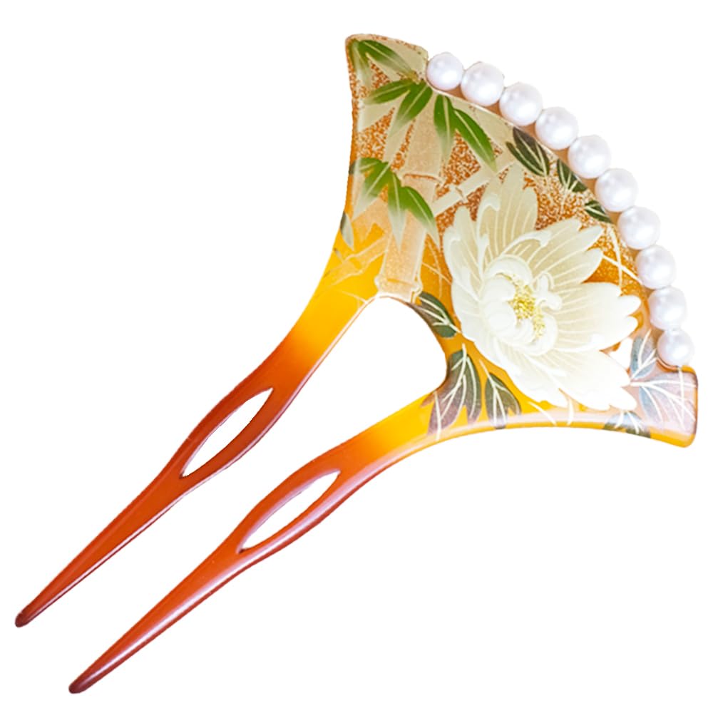 Kimono Hair Ornament Kanzashi (Japanese Hairpin) - Stylish, Made in Japan, for Adults, Traditional Japanese Clothing, Maki-e Lacquerware, Hair Accesso