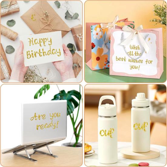 10 Sheets Glitter Letters Stickers Self Adhesive Alphabet Number Stickers Waterproof Small Decals for Graduation Cap Water Bottles Scrapbooking