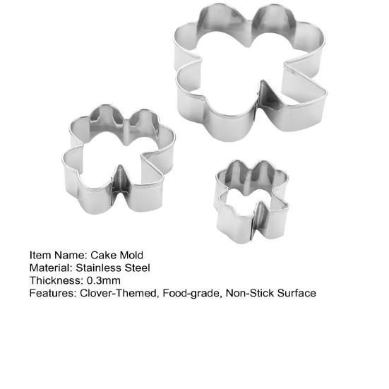 3 Stück/Set St. Patrick Day Kuchenform Edelstahl 430 Antihaft Klee-Thema Fondant-Ausstecher Bastelton Modellierwerkzeug Ausstechformen