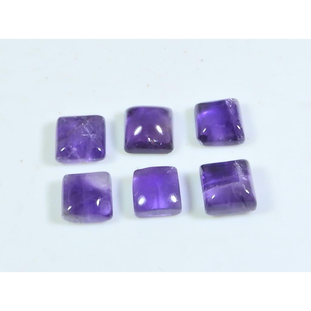 

8X8MM Natural Amethst Ring Size Square Cabochon Loose Gemstone 6Pcs Lot16Cts A-454