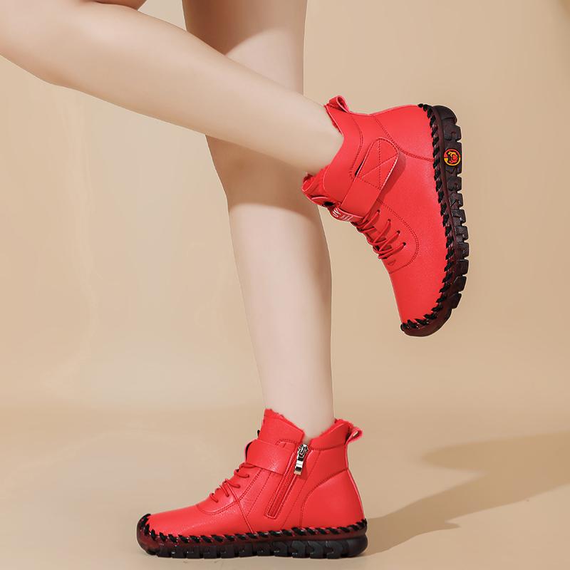 Women Winter Warm Walking Shoes Moccasins Driving Shoes High Top Fur Boots Casual Plus Size Outdoor Handmade Shoes