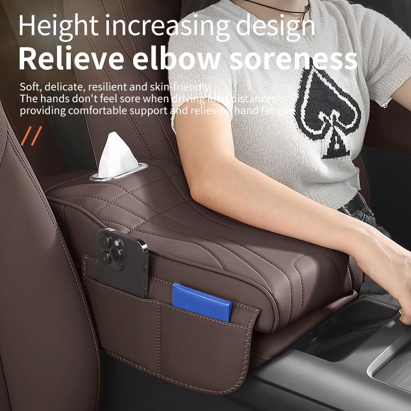 Car Armrest Pad For BMW 2024 2025 Car Armrest Box Height Increase Leather Protective Cover Storage Bag Auto Styling Accessories коричневый