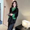 Autumn Winter New Golden Diamond Fleece Women's Pajamas French Elegant Double Breasted Lounges Generous Decent Lazy Nightgown