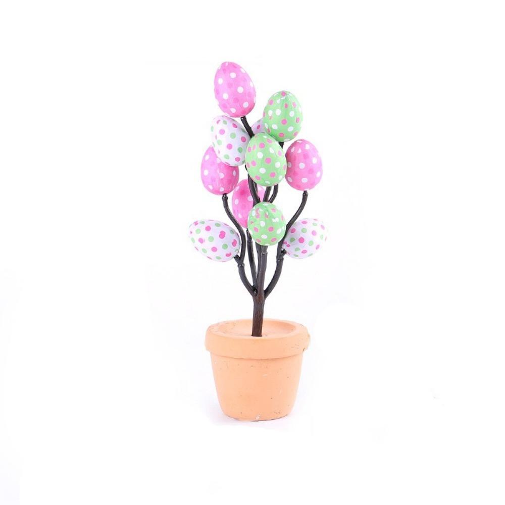Simulated Eggs Tree Branch Colorful Egg Tree Flowerpot Easter Egg Bonsai  Easter Decoration