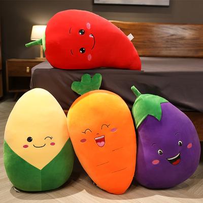 Super Zachte Groente Pluche Speelgoed Kawaii Wortel Aubergine Maïs Paprika Kussen Gevuld Zacht Dons Katoen Poppen Verjaardagscadeau