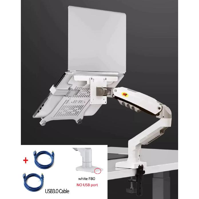NB F80 with Laptop tray for 10"-17" laptop pad notebook desktop stand gas spring long arm full motion tilt clamp grommet hole