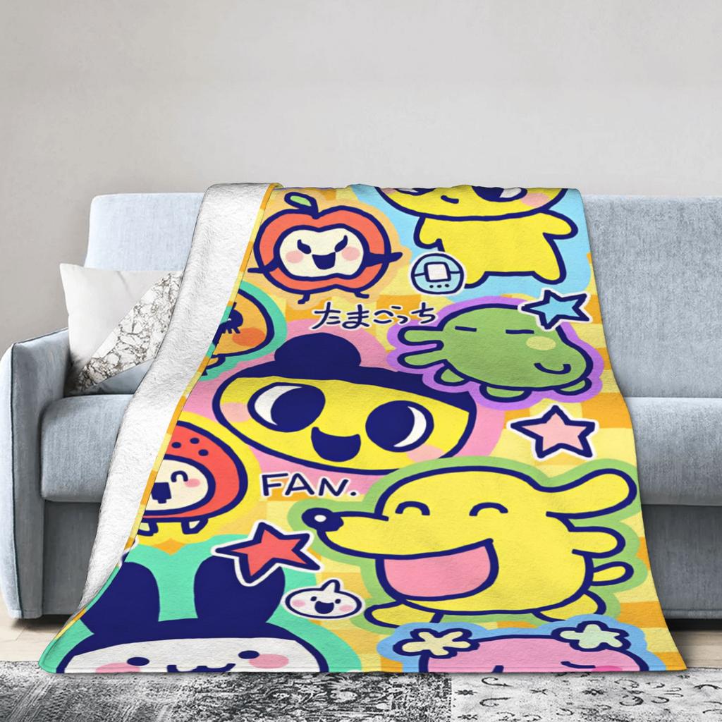 Mimitchi Tamagotchi Flannel Blanket Winter Soft Warm Throw Blanket for Girls Boys Couch Chair Funny Bedspread Sofa Bed Cover