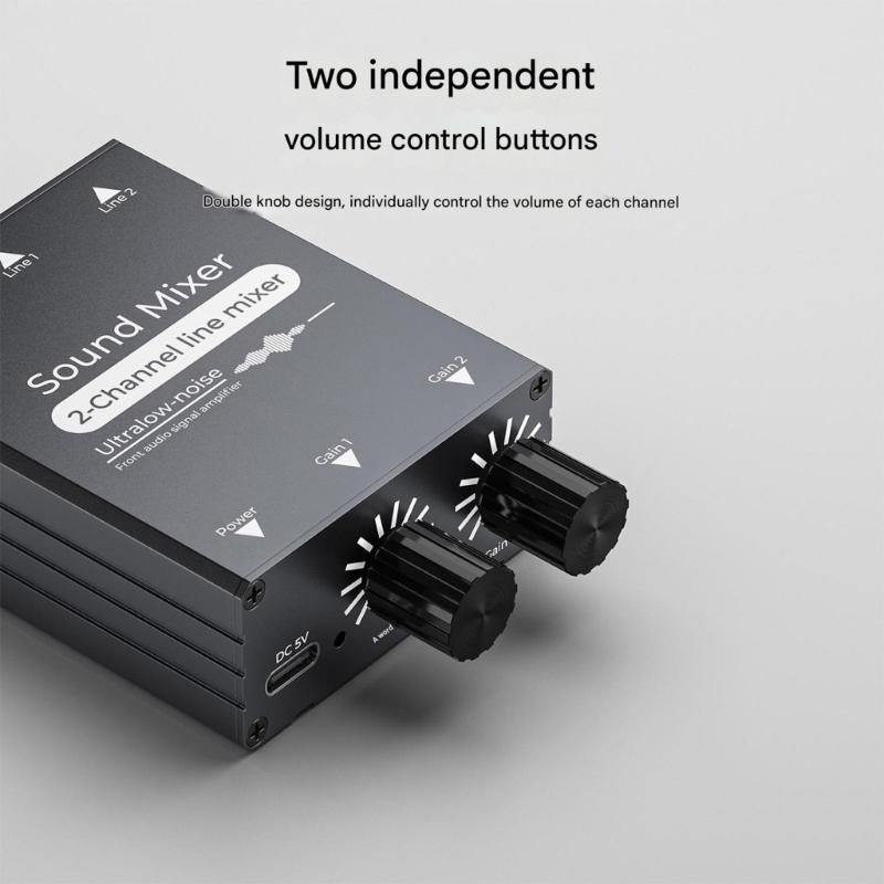 2 In 1 Out Sound Switcher For Live Streaming With Aluminum Housing Sound Mixing for Recording Studio Singing Equipment
