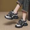 2024 Women's Genuine Leather Thick-Soled Dad Shoes: New Color Matching, Versatile Casual Sports Sneakers for Autumn
