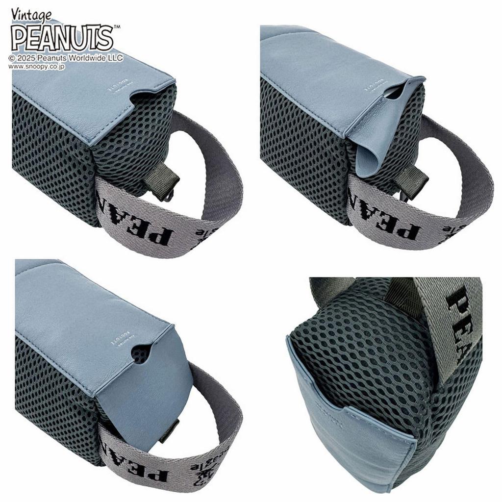Mini Shoulder Bag for Mesh 8434 [Rootote] Women, Snoopy, Material, Lightweight, IP.BabyRoo.Wafer.Peanuts-0K (03 Black)