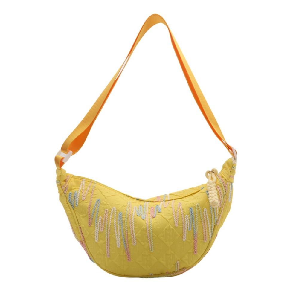 Fashion Nylon Crossbody Bags Solid Color Vintage Messenger Bag Colored Shoulder Strap Shoulder Bag Women жёлтый