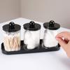 3 Pack Qtip Holder for Bathroom, Cotton Round Holder with Tray, Apothecary Jars Bathroom Organizers and Storage Box Bathroom Jar