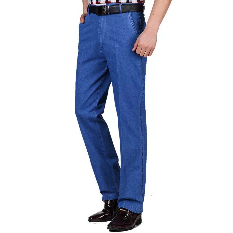 

Men s Jeans Spring and Summer High Waist Loose Stretch Business Casual Denim Trousers 42
