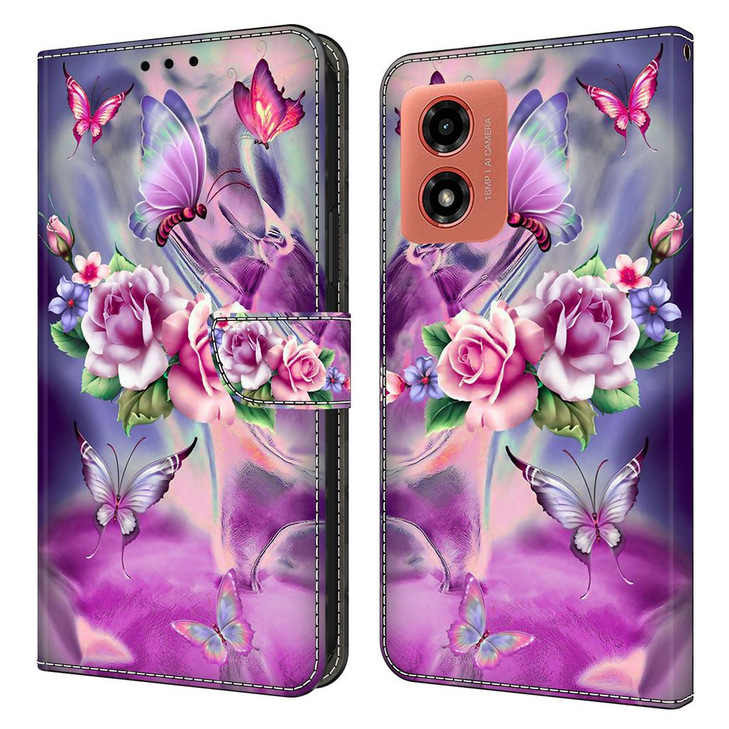 Für Motorola Moto G Play (2024) 4G Schutzhülle 3D-Musterdruck Leder Klapphandyhülle