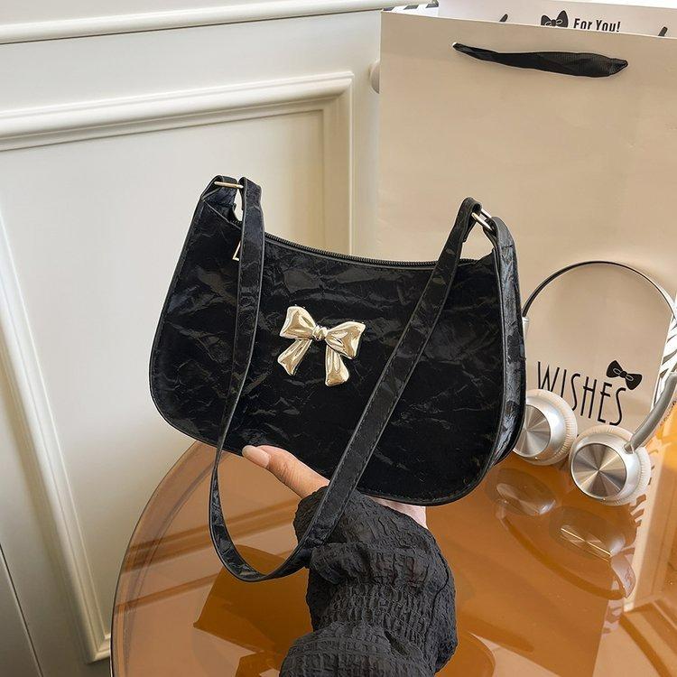 Simple four-color sweet and fresh butterfly underarm bag texture foreign style women's portable diagal span fashi bow women'