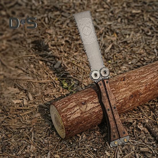 Folding Hand Saw with Wooden Handle Sharp Blade Double-Sided Teeth Compact Design Mini Saw Woodworking Tool