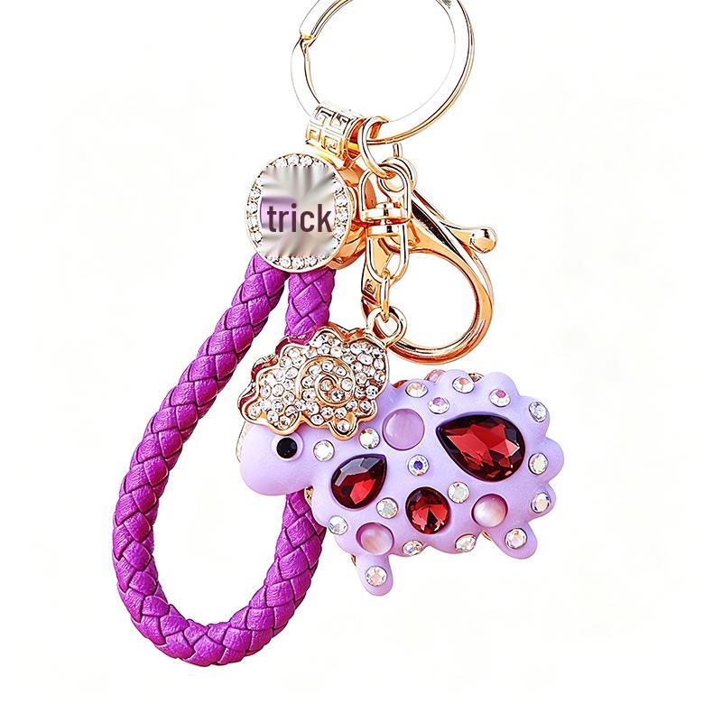 Zodiac Rhinestone Lamb Keychain Pendant for Women's Bag - Creative Business Logo Gift