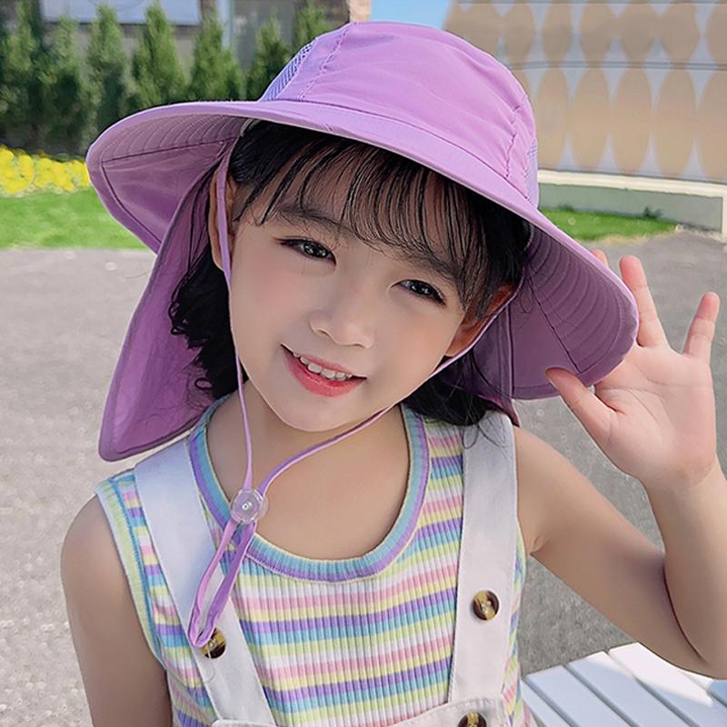 Xinbaoguan 100% Polyester Spring/Summer Outdoor Sunscreen for Boys and Girls, Big brim Shawl, Neck Protection Fisherman's Hat