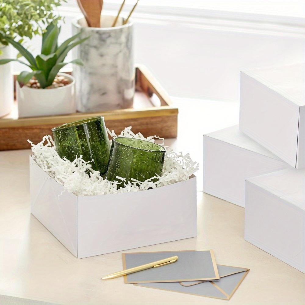 5pcs Paper Gift Boxes White Square Treat Boxes with Lids Party Favors Boxes Gift Wrap Box Packaging Box for Birthdays Holidays School Opening