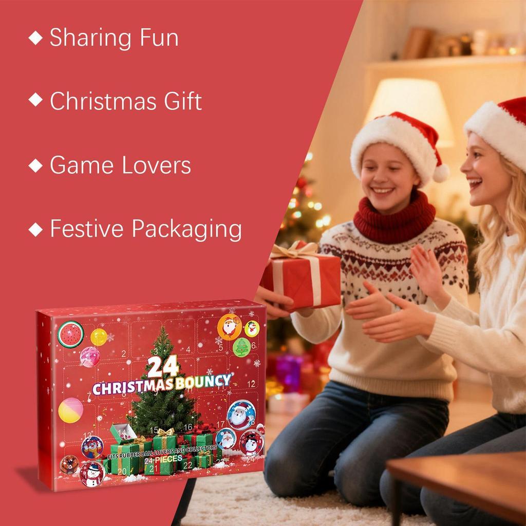 2025 Christmas Advent Bouncy Balls Calendar Kids Ball Toys 24 Days Holiday Countdown Calendar For Stress Relief Boys Girls Home