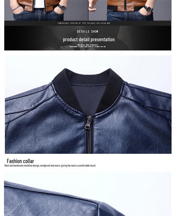 8XL Plus Size Men's Slim Fit PU Leather Jacket - Spring/Autumn Korean Motorcycle Style