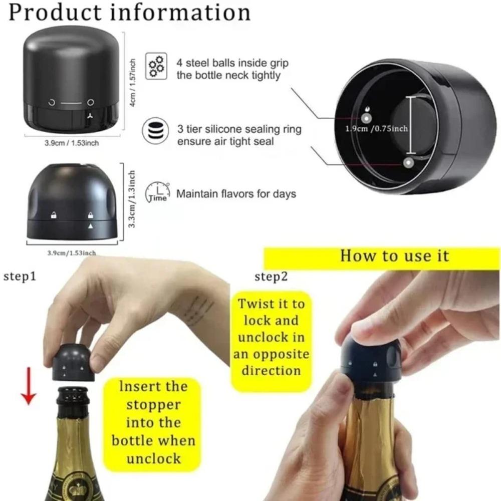 4-1 PZ Tappi Sottovuoto per Vino Riutilizzabile Tappo per Champagne Tappo Sigillato per Bottiglia di Vino con Blocco a Rotazione Mantieni la Freschezza Tappo per Vino Strumento da Bar