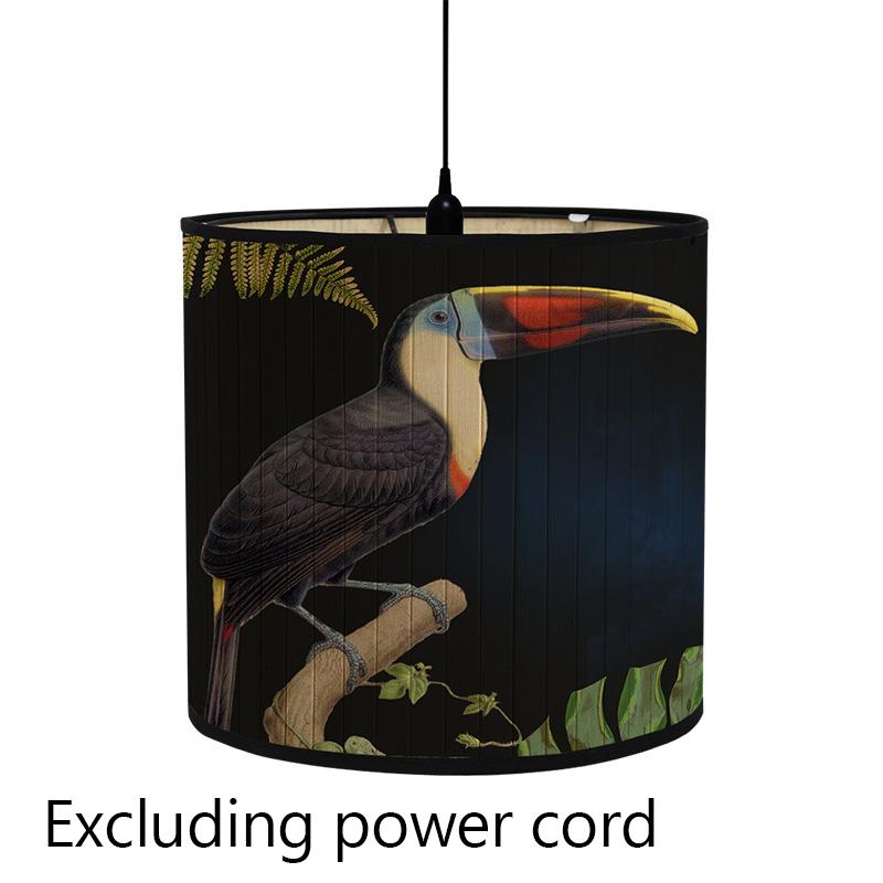 Kwiatowy Ptak Nadruk Klosz Lampy Składany Retro Bambusowy Klosz Lampy Ręcznie Robione Zielone Rośliny Klosze Lampy
