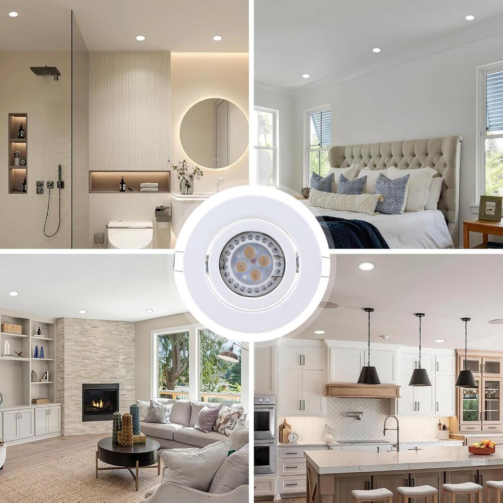 1/10PCS GU10 Downlights for Ceiling Round White Lamp Frame Recessed Spotlights Fitting MR16 Light Mounting Frame Trim Ring