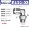 Zhuo Ji 304 Stainless Steel Pneumatic Quick Connect Fittings - PL8-02/4-M5/6-01/10-03 Thread