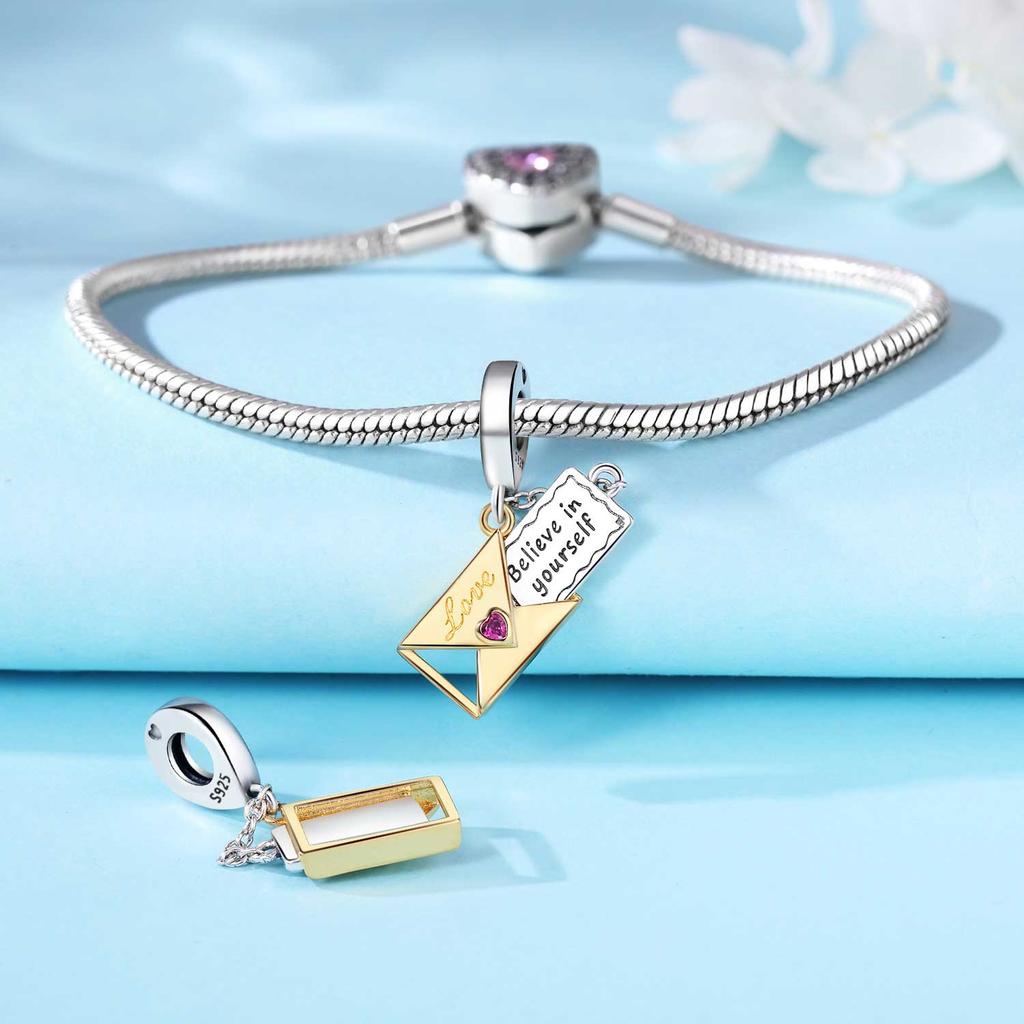 Copper Metal Trendy Fashion Mysterious Envelope Pendant Bead Components Bracelet High Quality Fine Jewelry Charm Bead Components Compatible With