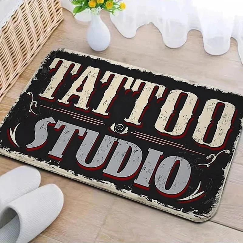 Tattoo Shop Mat Indoor Welcome Doormat Washable Living Room Bedroom Floormat Accessories Rug Non-slip Porch Entrance Carpet