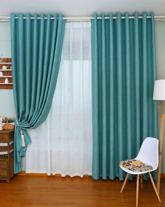 Leinen-Ösenvorhang-Set Luxus-Verdunkelungsvorhänge Modern Prägnante Vorhänge Wohnzimmervorhänge ALBO 200x260cm 2tlg