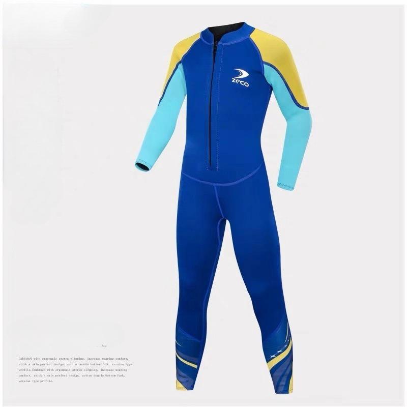 2.5MM Children's Wetsuit Swimsuit Girls One-piece Long-sleeved Thickened Thermal Sunscreen Surfing Snorkeling Hydrosuit