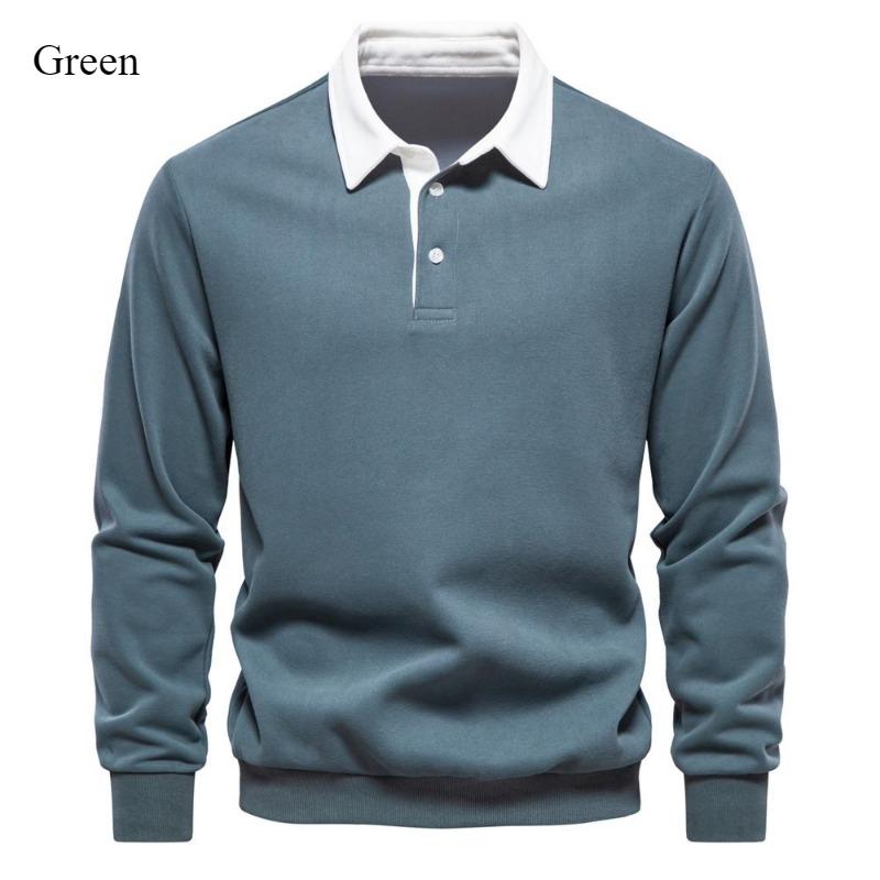 2024 New Autumn Winter Long-sleeved Polo Neck Hoodie Casual Sports Shirt Fashion Design Men's Cotton Top