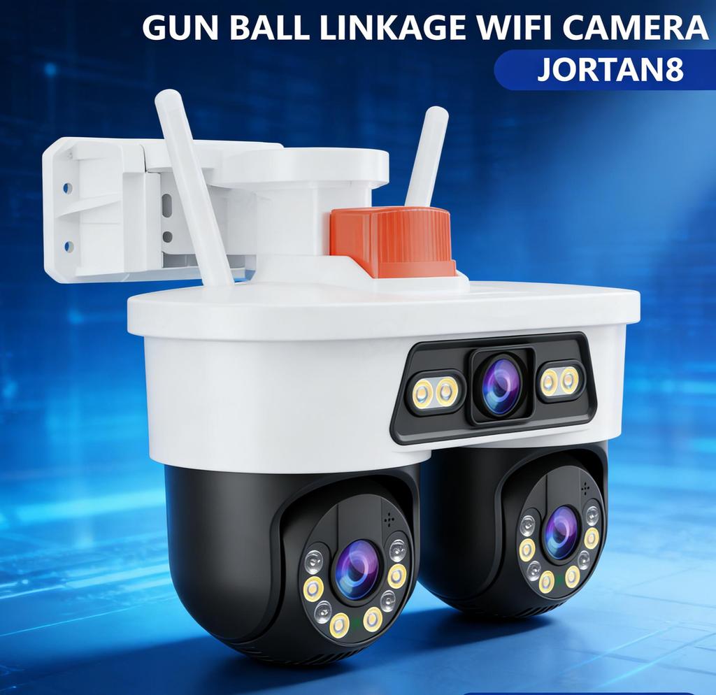 Dual-lens Surveillance with IP66 Protection Rating, Featuring Wide-angle Monitoring and Control Via Mobile Devices.