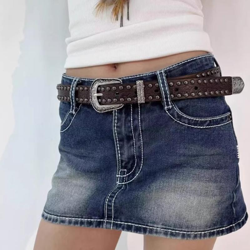 Girls Punk Waist Belt for Banquet Idol Costume Jewelry Waist Body Jewelry for Party/Club for Jeans Pants Studded Belt