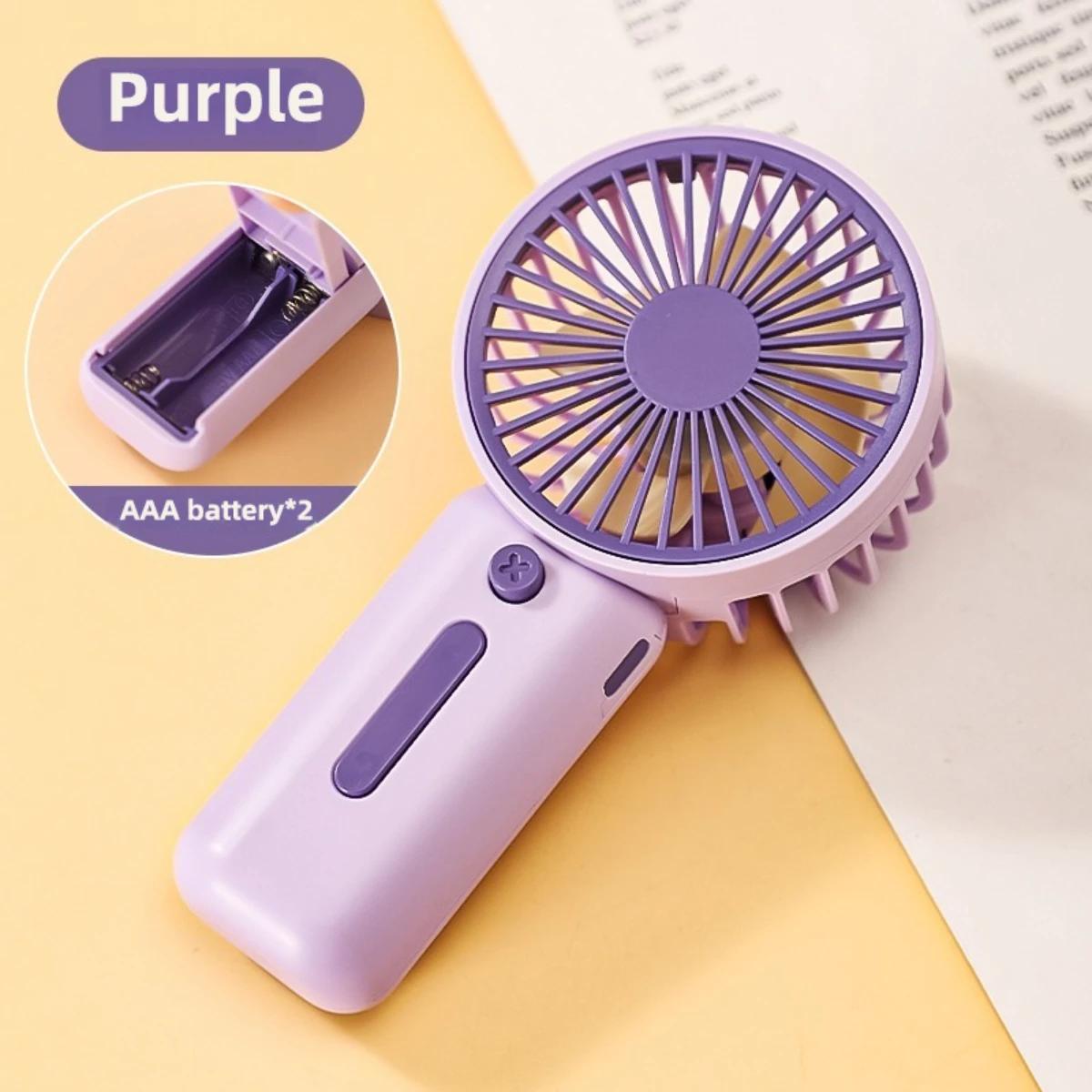 

Односкоростной ручной вентилятор с сильным ветром, несколько цветов на выбор, легкий и портативный маленький вентилятор фиолетовый