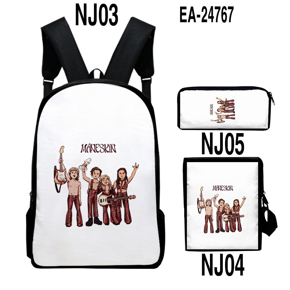Classic Popular Peculiar Maneskin 3D Print 3pcs/Set pupil School Bags Laptop Daypack Backpack Inclined shoulder bag Pencil Case