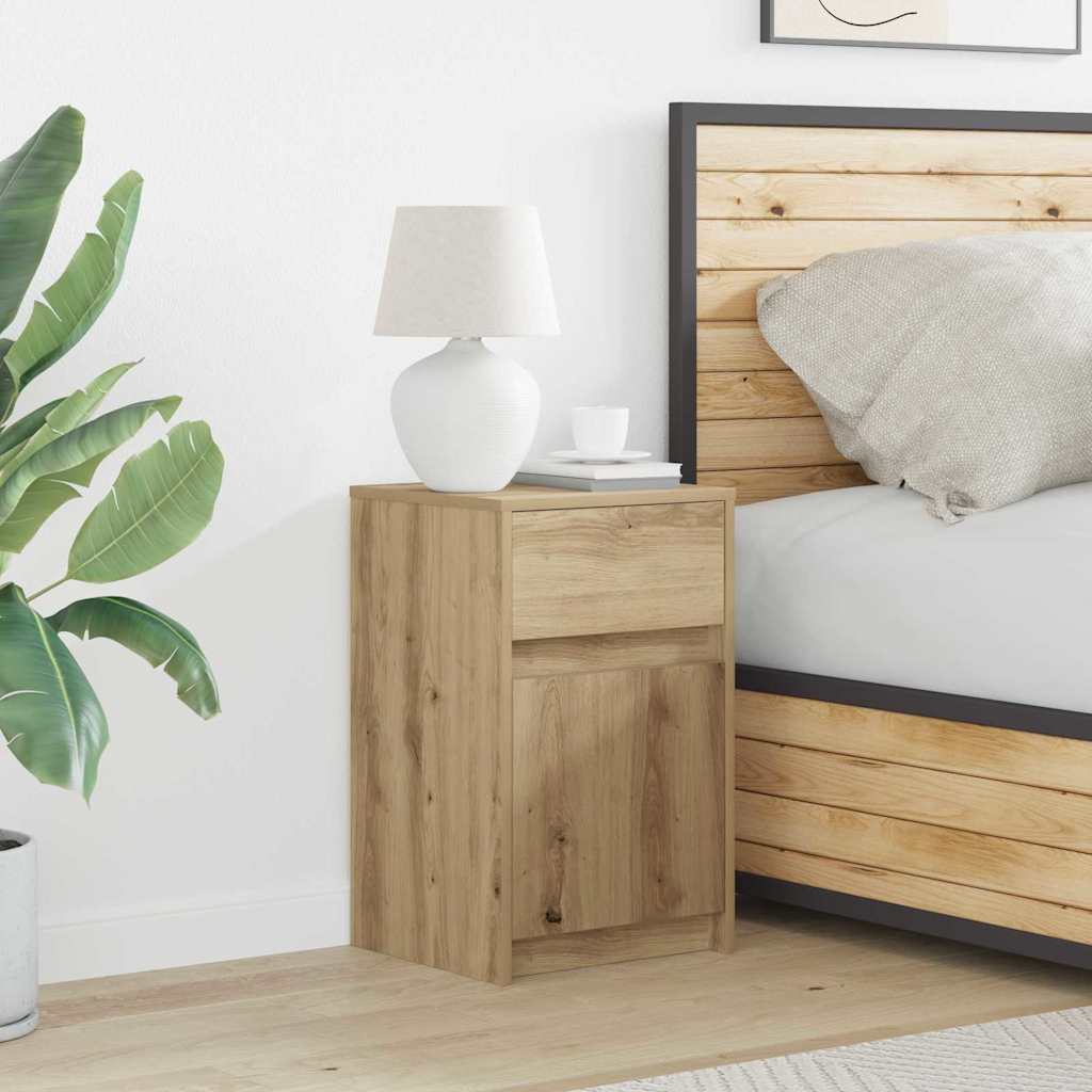 LED Nightstand Artisan Oak 38 x 34 x 61 cm Particleboard