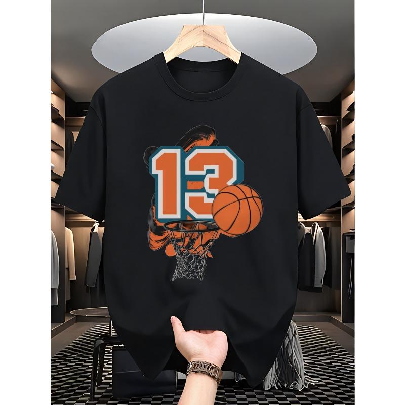 European Size Men's Basketball Shirt No. 13 Pattern T-shirt- Match Sports Design- Basketball Player Y Exclusive Shirt- Casual Wear, Match Day Dress Up