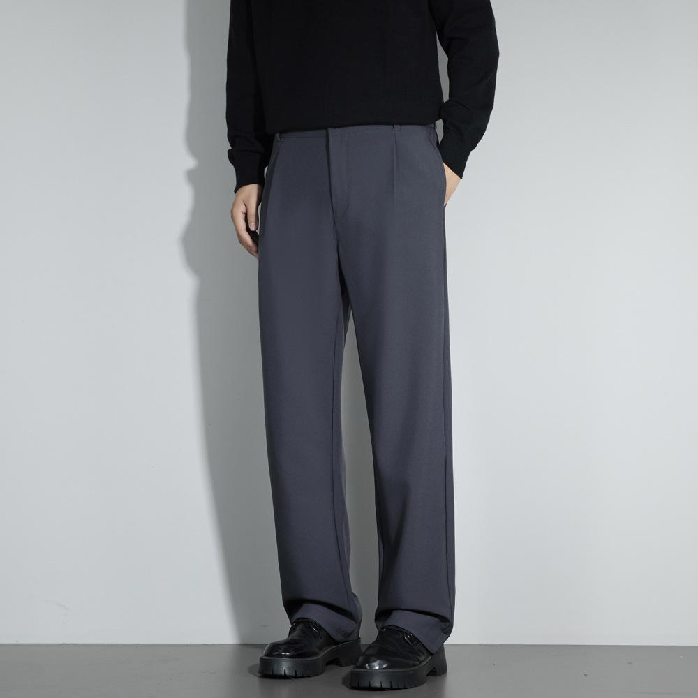 Black Suit Pants Men's Summer Drape Loose Straight Pants Trendy High-end Casual Wide-leg Trousers