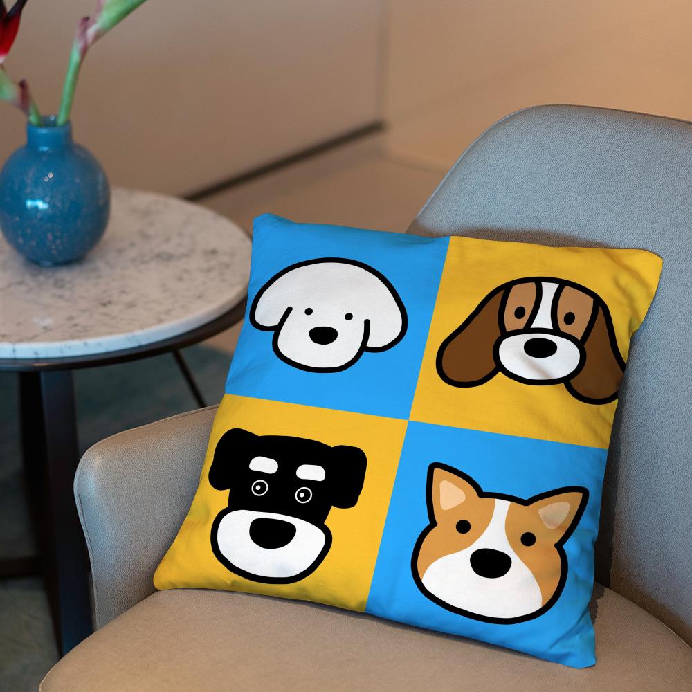 Cartoon Simple Lines Dog8 Cushion Cover 2-in-1 Reversible Plush Pillow Cover | Car/Sofa/Bed | Perfect Gift