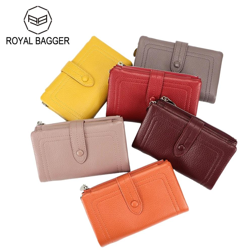 

Длинные кошельки Royal Bagger тройного сложения для женщин из натуральной коровьей кожи, большой вместительный кошелек-клатч, модный кошелек для монет, держатель для карт 1562