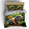 Turtle and Butterfly in Fairy Forest Print Bedding Set 1Duvet Cover 2 Pillowcases for Adult and Children Luxury Gift Full Size