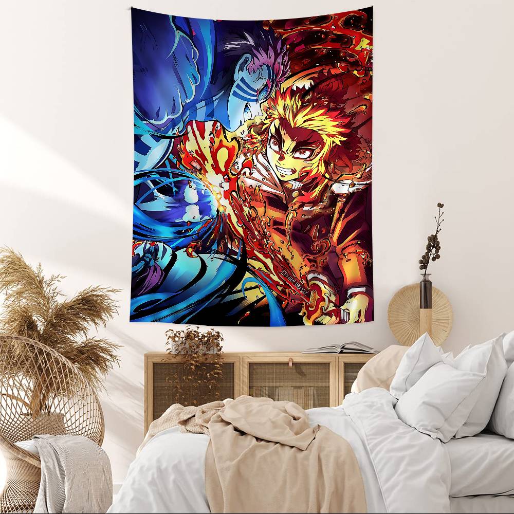 Japanese Anime Akaza Ddemon Slayer Cartoon Tapestry Art Science Fiction Room Home Decor Wall Hanging Sheets