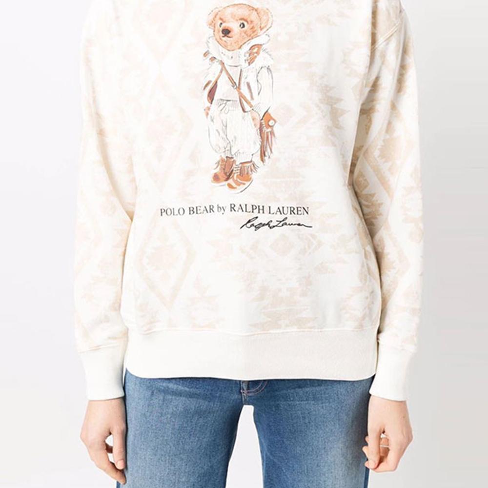Polo Ralph Lauren FW21 Bjørnemønster Trykt Rundhalset Genser Dame Genser Beige 211846895-001