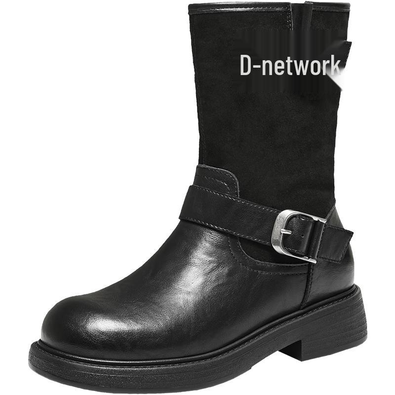 TATA Women s Chunky Heel Western Boots 38