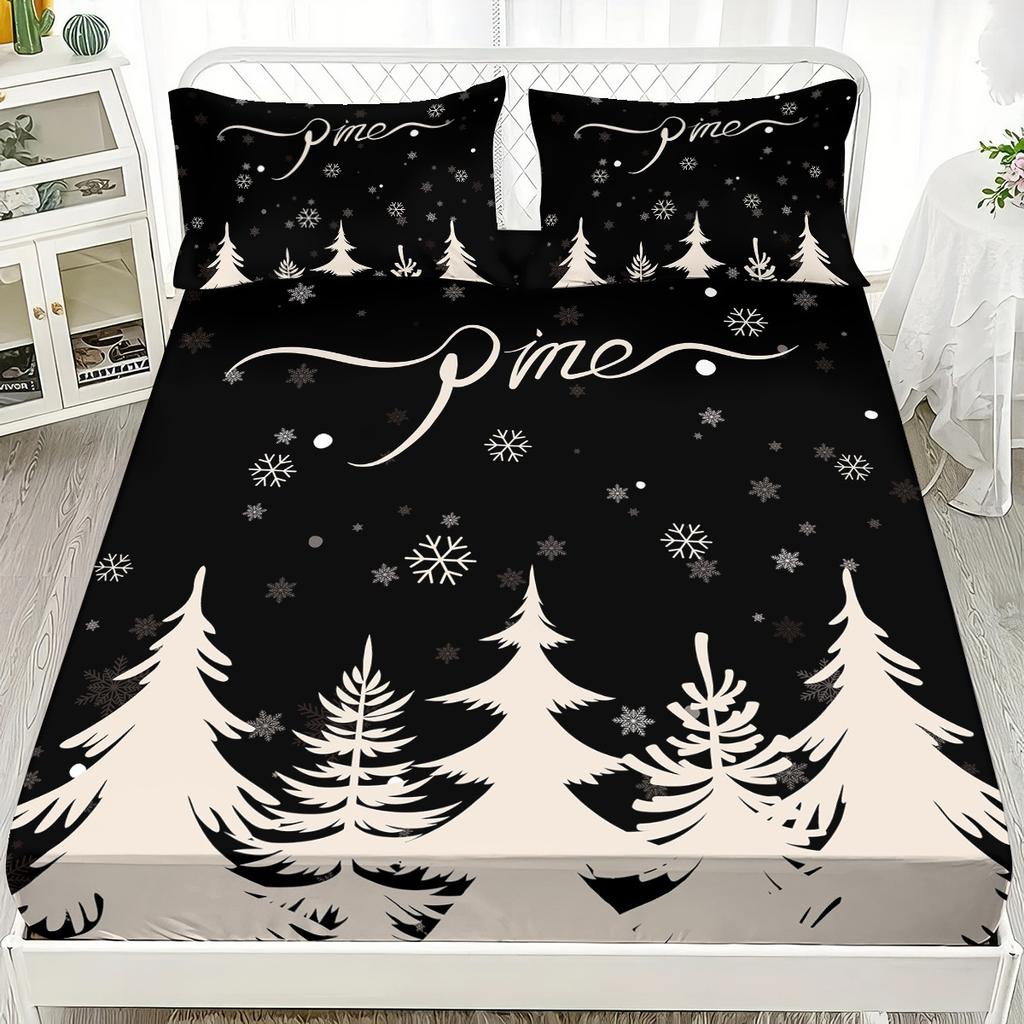 Bedspread Christmas Tree 3D Printed Bedspread Three-Piece Bedroom Bedding