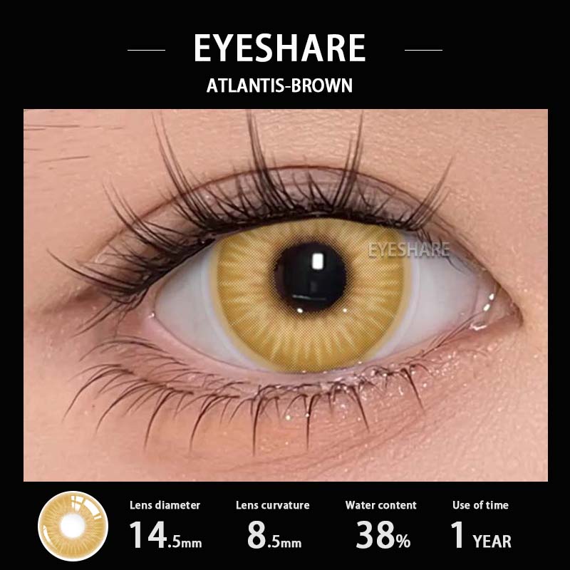 EYESHAER Farbige Kontaktlinsen, Hellblaue Brillenlinsen, Dunkelbraune Linsen in natürlicher Farbe, Hellblaue Modelinsen, 1 Paar