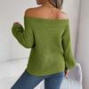 Women's Casual Fashion Solid Color Hollow Neck Off-shoulder Long-sleeved Sweater